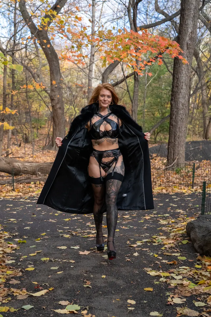 Kyana walking through the park with confidence and ease
